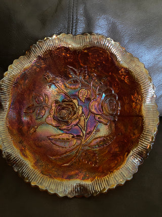 Imperial glass Marigold Rose carnival bowl