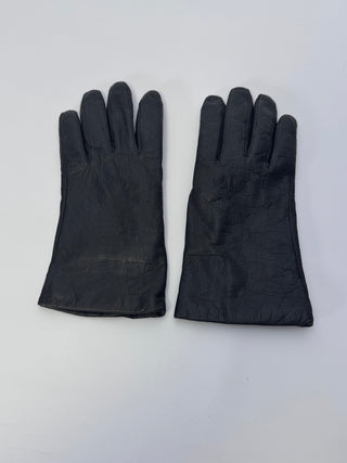 Fownes Black Genuine Leather Gloves 7.5 100% Cashmere Lined