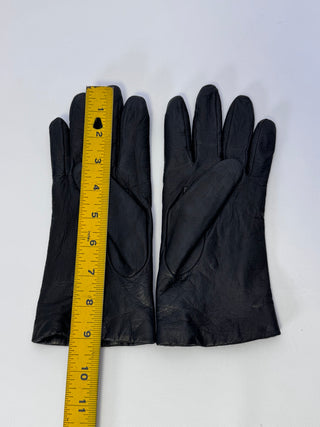 Fownes Black Genuine Leather Gloves 7.5 100% Cashmere Lined