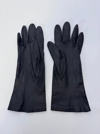 Black Leather Lined Dress Gloves Approx 10 Inch Long