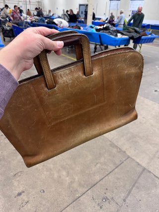 Vintage Schlesinger Bros California Saddle Leather Brown Zip Briefcase
