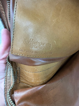 Vintage Schlesinger Bros California Saddle Leather Brown Zip Briefcase