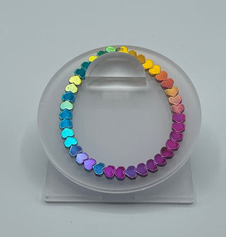 Heart rainbow hematite bracelet