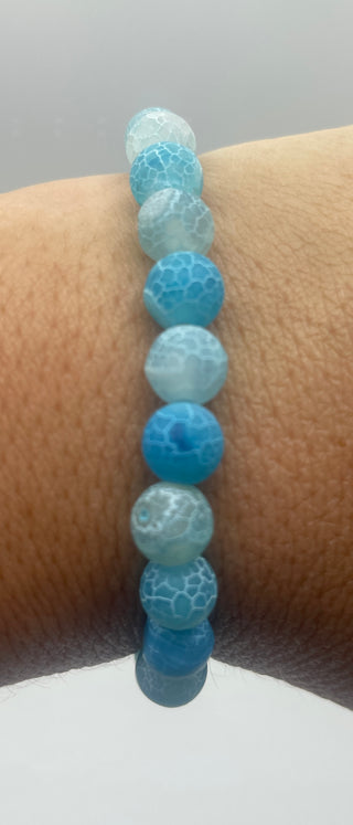8mm Blue Matte Agate Bracelet