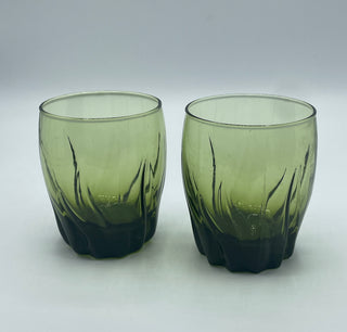 Pair of vintage olive Anchor Hocking glasses