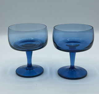 pair of vintage Gorham deep blue sherbet glasses