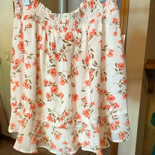 Ivory Lined Skirt with Peach Flowers