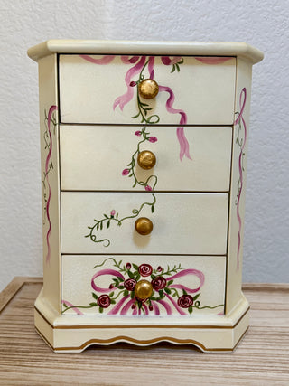 VTG. WOODEN PAINTED  JEWELRY BOX