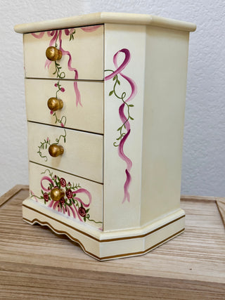 VTG. WOODEN PAINTED  JEWELRY BOX