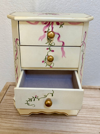 VTG. WOODEN PAINTED  JEWELRY BOX