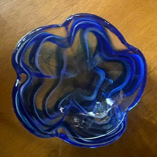 MCM Japanese Cobalt Blue Art Glass Dish