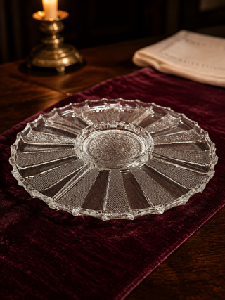 1940s Jeannette Clear Glass National Pattern 4 Section Divided Relish Platter
