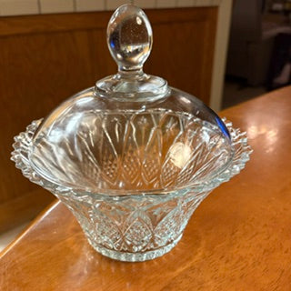 Vntg KIG Indonesia Glass Candy Dish and Lid