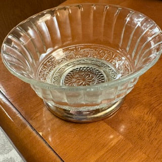 Vntg KIG Malaysia Crystal & Silver Pedestal Bowl