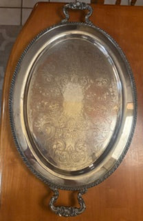 Large FBRogers Silver Plated Tray w Handles