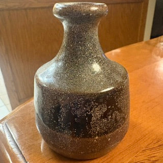MCM Speckled Brown Ceramic Bud Vase