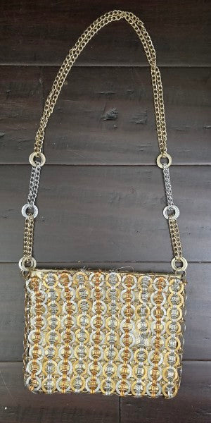 Vintage 1960s/1970s Magid two-tone interlocking metal ring evening bag