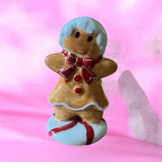Signed miniature ceramic gingerbread woman figurine