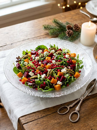 Vintage Clear Pressed Glass Serving Bowl - 12" Sandwich Pattern Holiday Dish 🎄✨