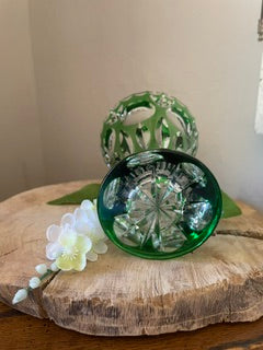 Vtg Nachtmann Crystal Bud Green Vase, German Crystal MCM
