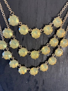 Natasha Gold Tone Yellow Green Triple Layer Bib Pendant