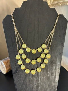 Natasha Gold Tone Yellow Green Triple Layer Bib Pendant