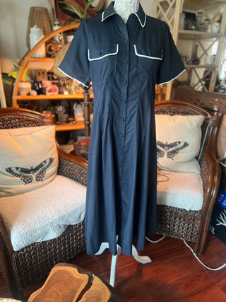 MJ94-Navy Dress w/white trim (no belt)