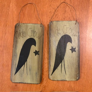 Hand Painted Primitive Folk Art Olde Crow Sign