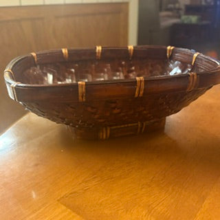 MCM Oval Bamboo and Rattan Woven Basket
