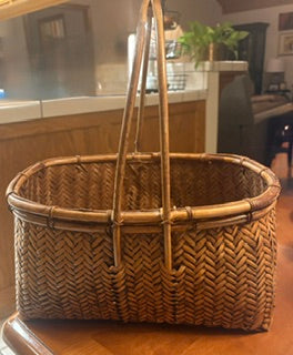 Large MCM Herringbone Weave Basket