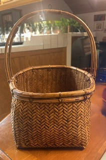 Large MCM Herringbone Weave Basket