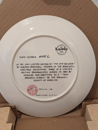 Norman Rockwell Plate "The Shipbuilder" COA