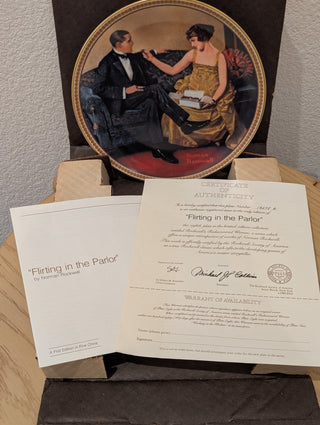 Norman Rockwell Plate "Flirting in the Parlor"  COA
