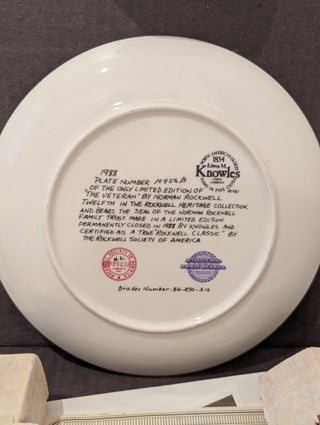 Norman Rockwell Plate "The Veteran"  COA