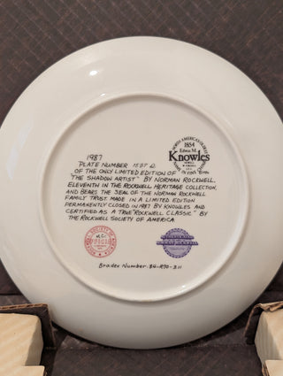 Norman Rockwell Plate "The Shadow Artist" COA