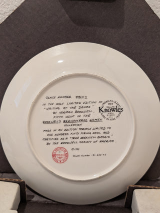 Norman Rockwell Plate "Waiting at the Dance" COA