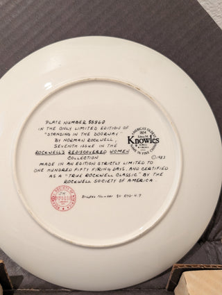 Norman Rockwell Plate "Standing in the Doorway" COA