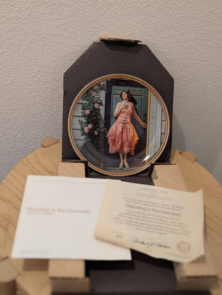 Norman Rockwell Plate "Standing in the Doorway" COA