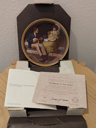 Norman Rockwell Plate "Pondering on the Porch" COA