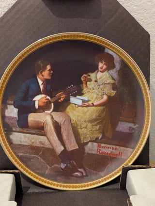 Norman Rockwell Plate "Pondering on the Porch" COA