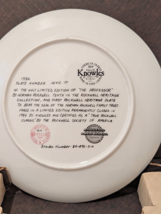Norman Rockwell Plate "The Professor" COA