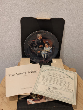 Norman Rockwell Plate "The Young Scholar" COA
