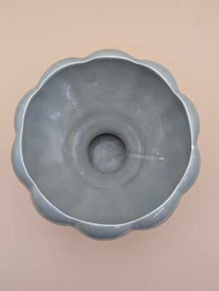 Blue Scalloped Pedestal Bowl