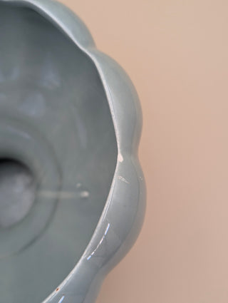 Blue Scalloped Pedestal Bowl