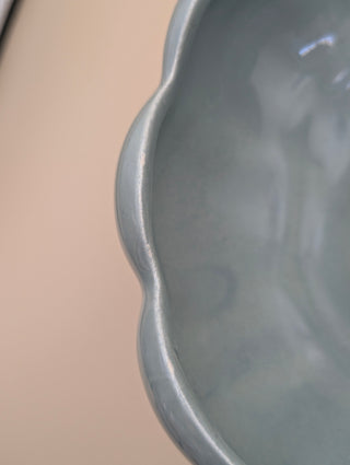 Blue Scalloped Pedestal Bowl