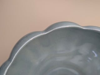 Blue Scalloped Pedestal Bowl