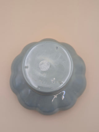 Blue Scalloped Pedestal Bowl