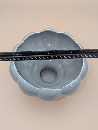 Blue Scalloped Pedestal Bowl