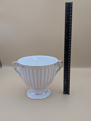 Gold Striped Footed Urn