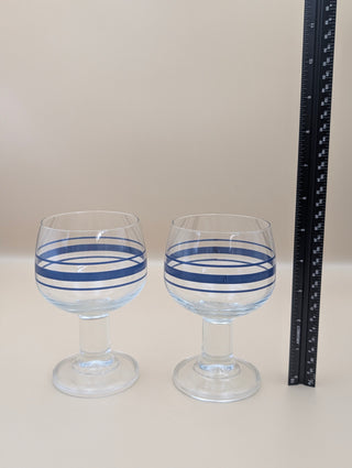 Luminarc Blue Striped Wine Glasses Set of 2